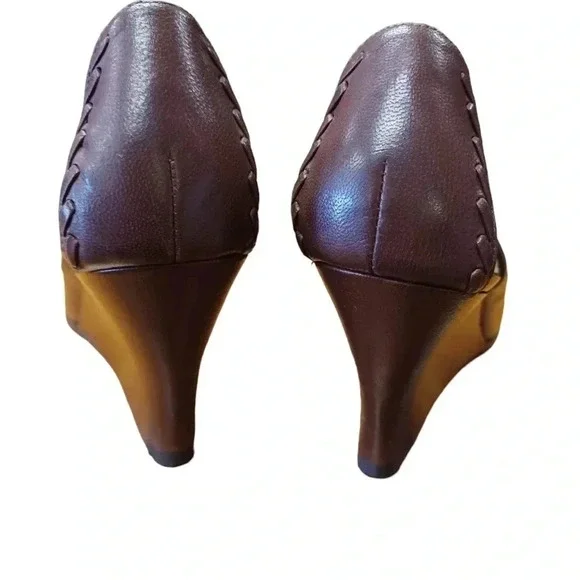 Chinese  Laundry Brown Wedge Leather Heels Size 9.5 - Picture 5 of 11